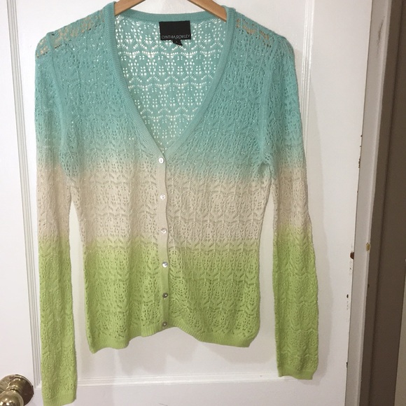 Tri Colored Ombré Crochet Cardigan size Large - Picture 1 of 4